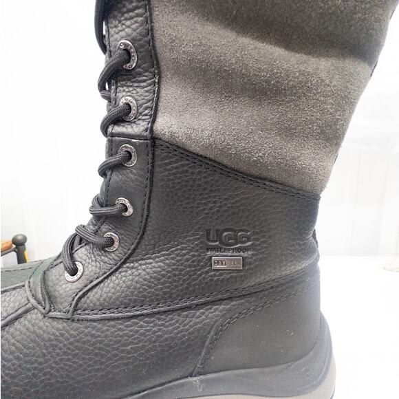 Authentic Ugg Adirondack III Tall Boot Black Gray Womens Waterproof Winter Snow - Picture 11 of 11
